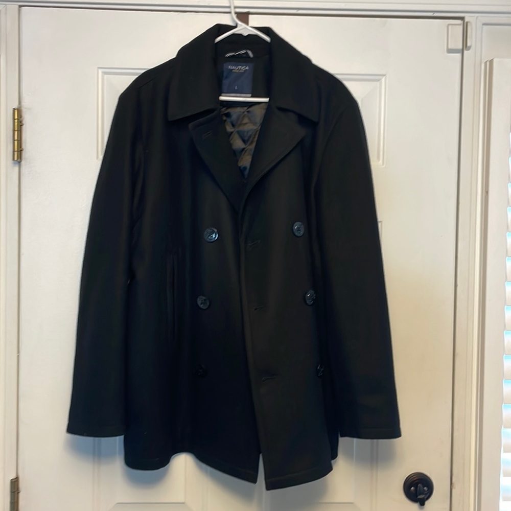 Nautica Mens Black Pea Coat